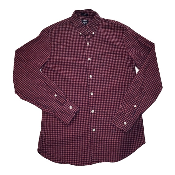 | j. crew | Men's Slim Fit Red Gingham Plaid Washed Cotton Shirt MED - Picture 3 of 6
